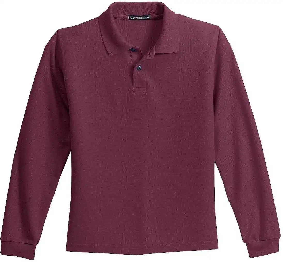Port Authority Y500ls Youth Long Sleeve Silk Touch Polo Burgundy