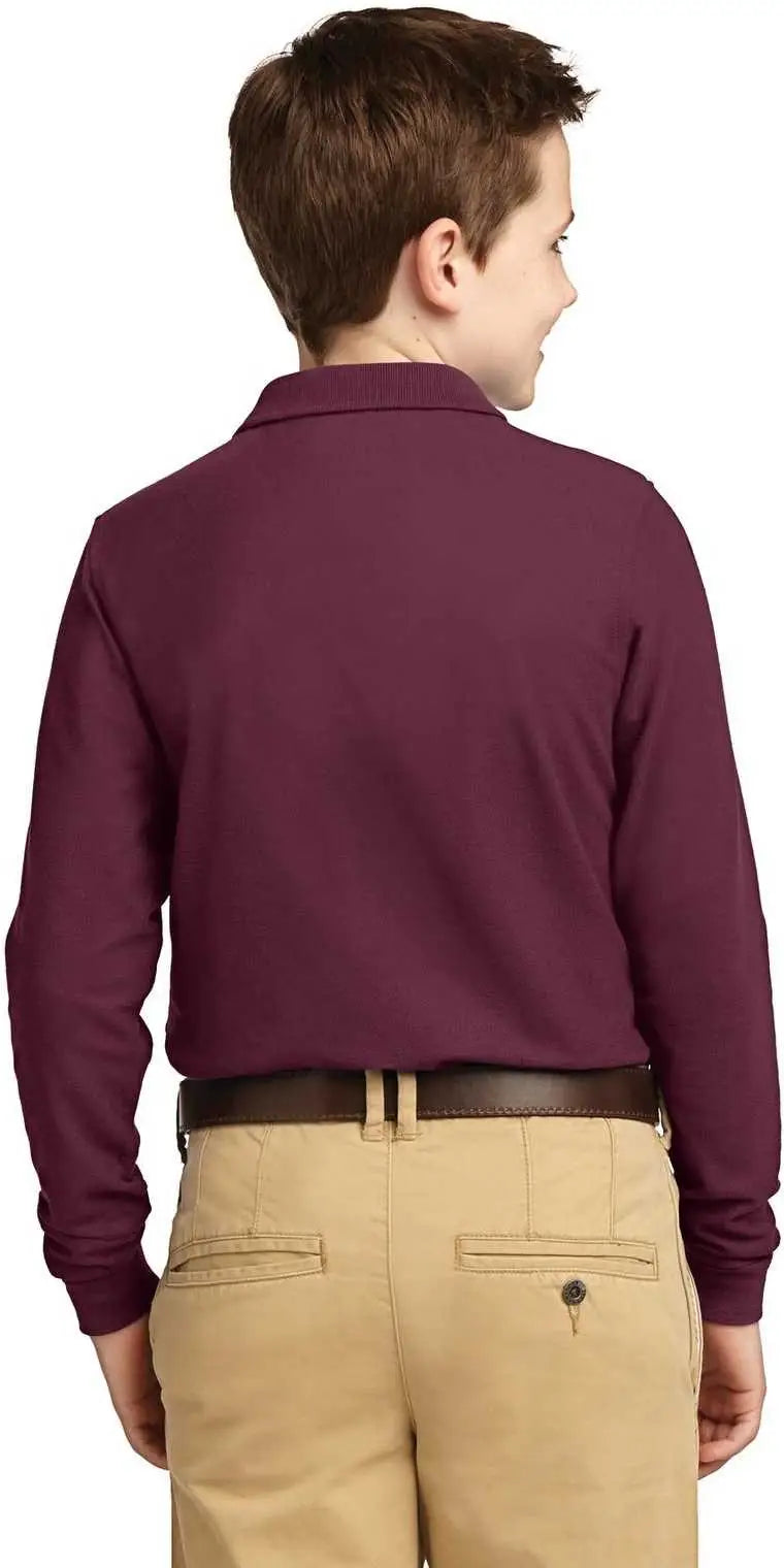 Port Authority Y500ls Youth Long Sleeve Silk Touch Polo - Burgundy
