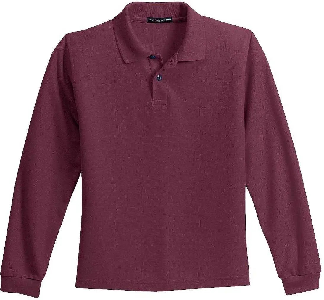 Port Authority Y500ls Youth Long Sleeve Silk Touch Polo - Burgundy