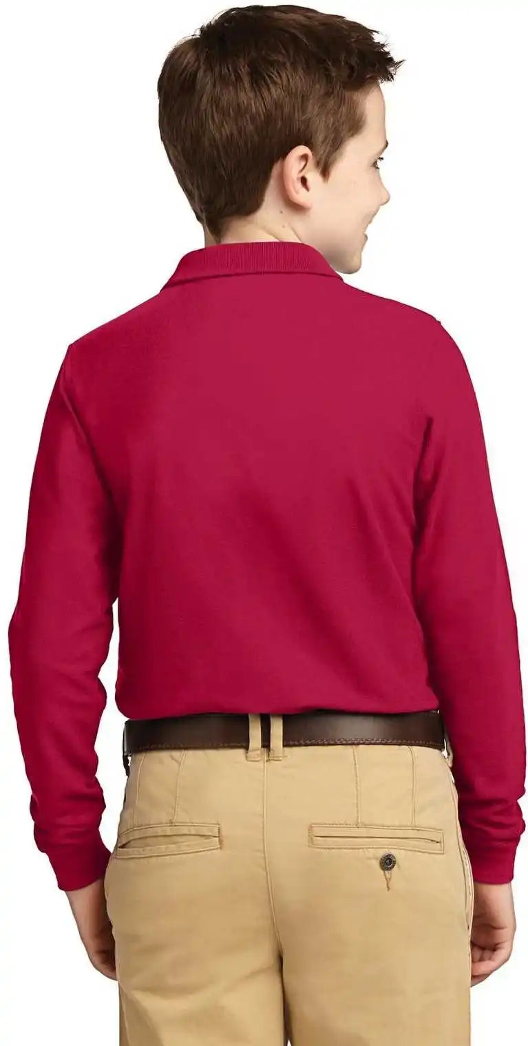 Port Authority Y500ls Youth Long Sleeve Silk Touch Polo Red