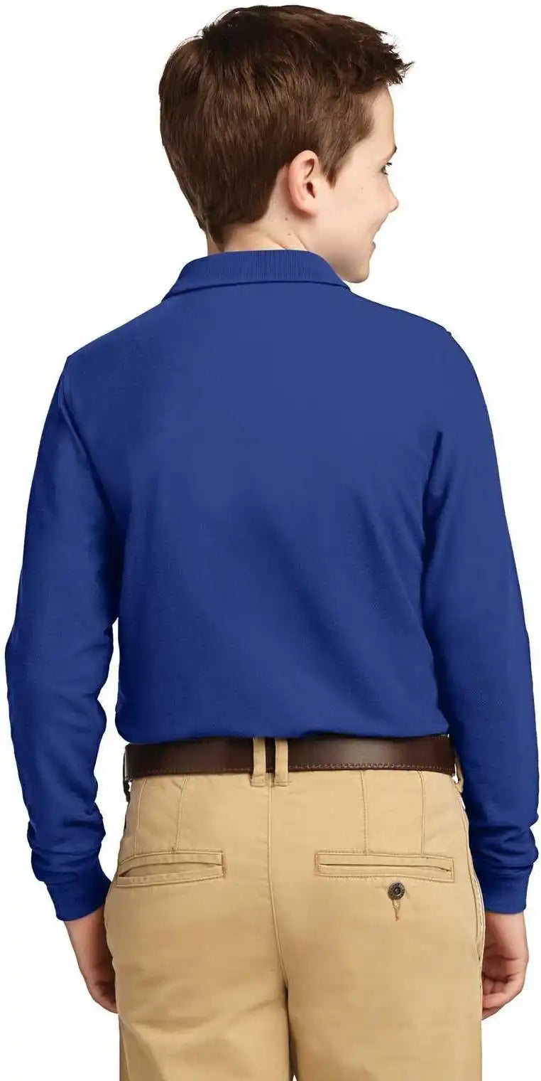 Port Authority Y500ls Youth Long Sleeve Silk Touch Polo Royal