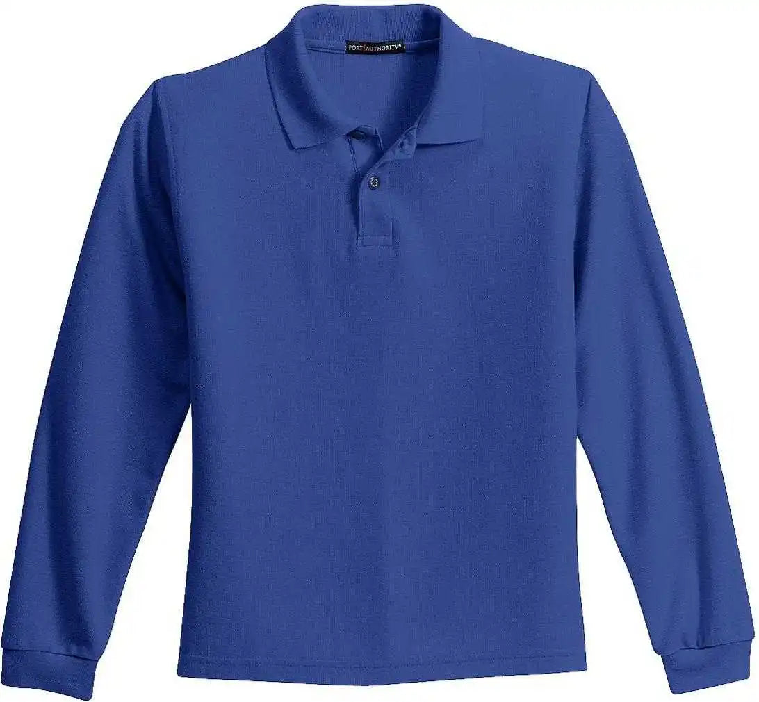 Port Authority Y500ls Youth Long Sleeve Silk Touch Polo Royal