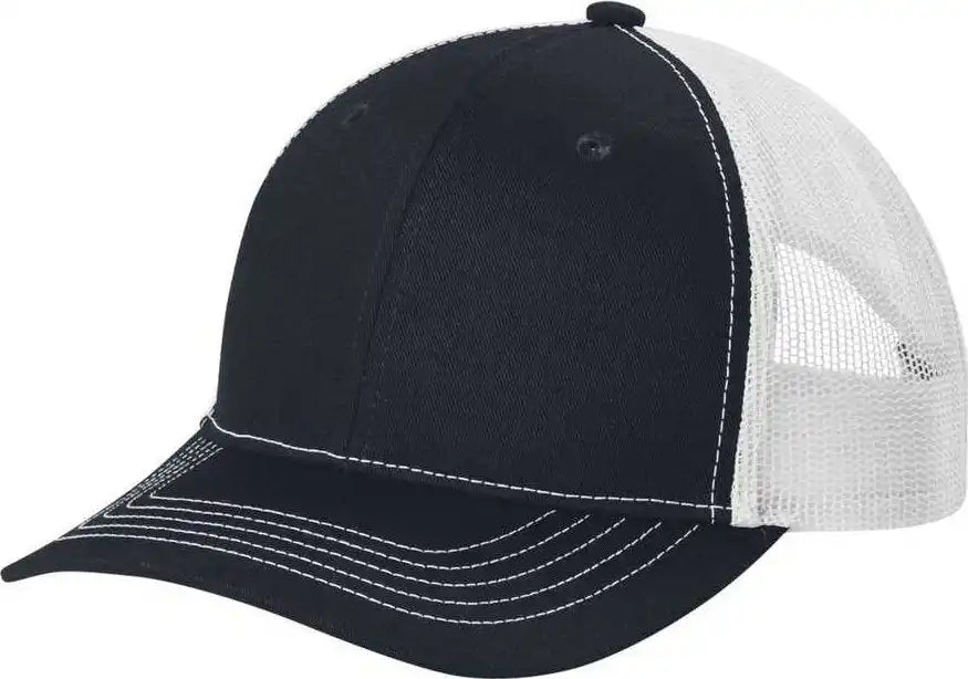 Port Authority Yc112 Youth Snapback Trucker Cap - Rich Navy White - Osfm