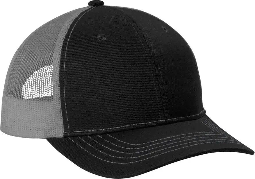 Port Authority Yc402 Youth Snapback Trucker Cap - Black Gray Steel - Black/ / Osfm