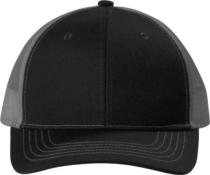Port Authority Yc402 Youth Snapback Trucker Cap - Black Gray Steel - Black/ / Osfm