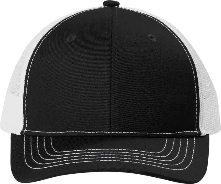 Port Authority Yc402 Youth Snapback Trucker Cap - Black White