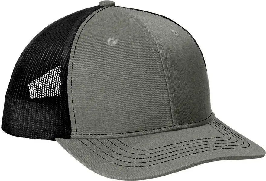 Port Authority Yc402 Youth Snapback Trucker Cap - Heather Gray Black - Gray/ / Osfm
