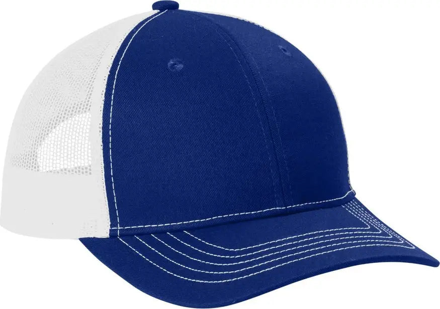 Port Authority Yc402 Youth Snapback Trucker Cap - Patriot Blue White - Blue/ / Osfm