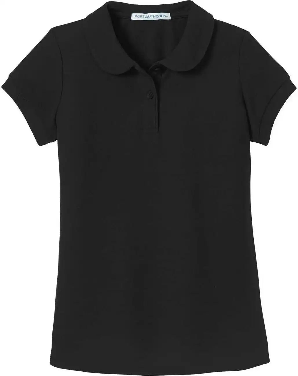Port Authority Yg503 Girls Silk Touch Peter Pan Collar Polo Black