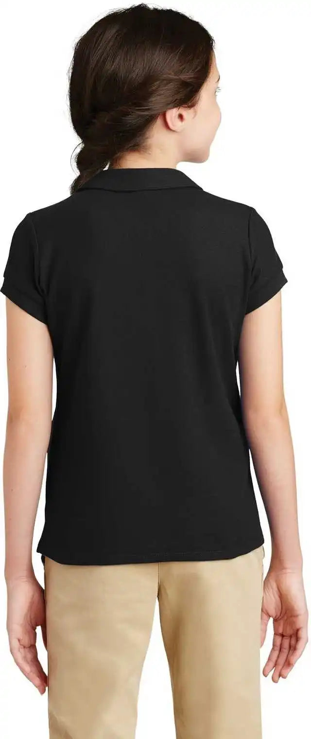 Port Authority Yg503 Girls Silk Touch Peter Pan Collar Polo Black