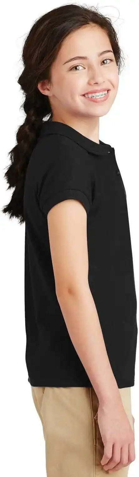 Port Authority Yg503 Girls Silk Touch Peter Pan Collar Polo Black