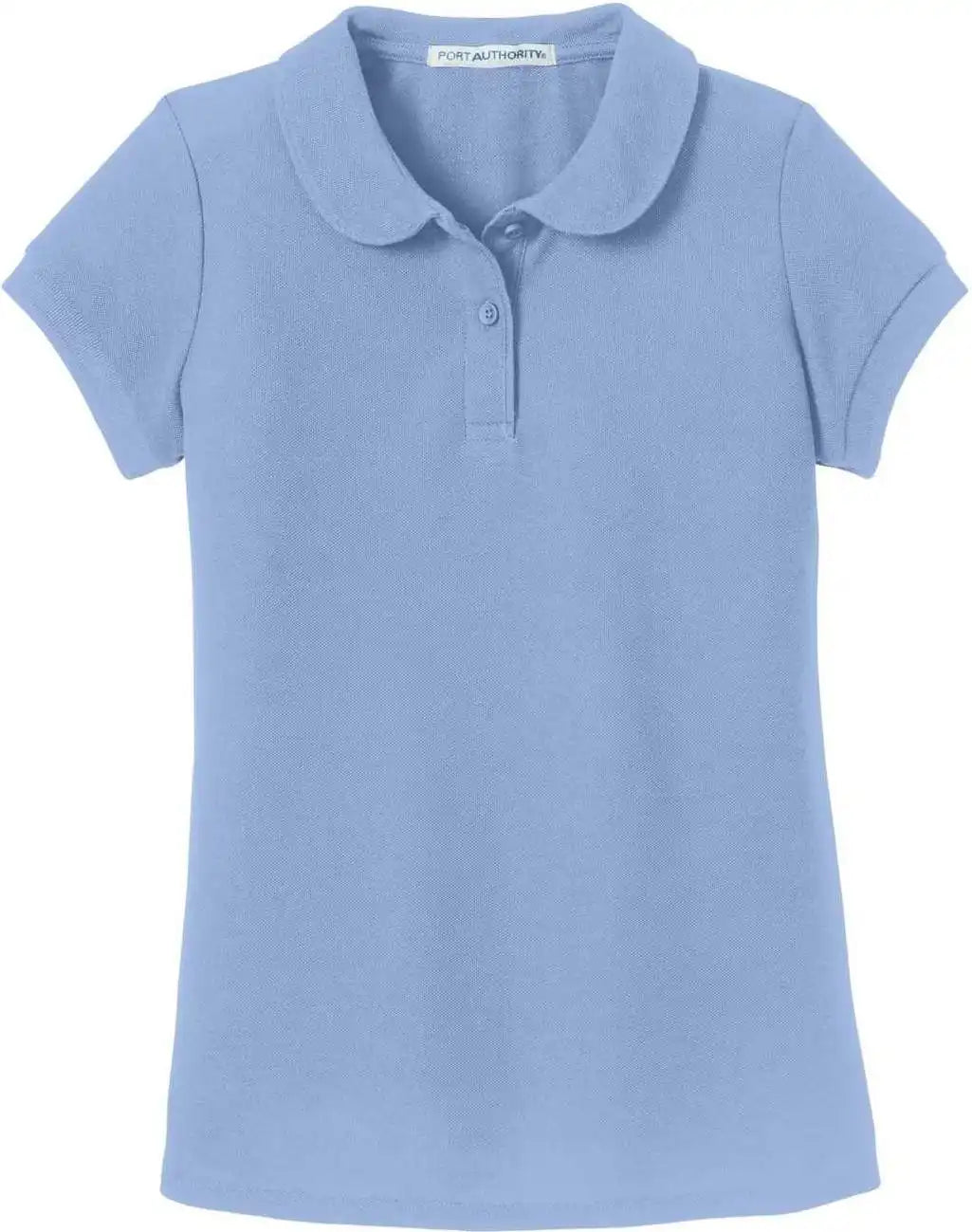 Port Authority Yg503 Girls Silk Touch Peter Pan Collar Polo Light Blue