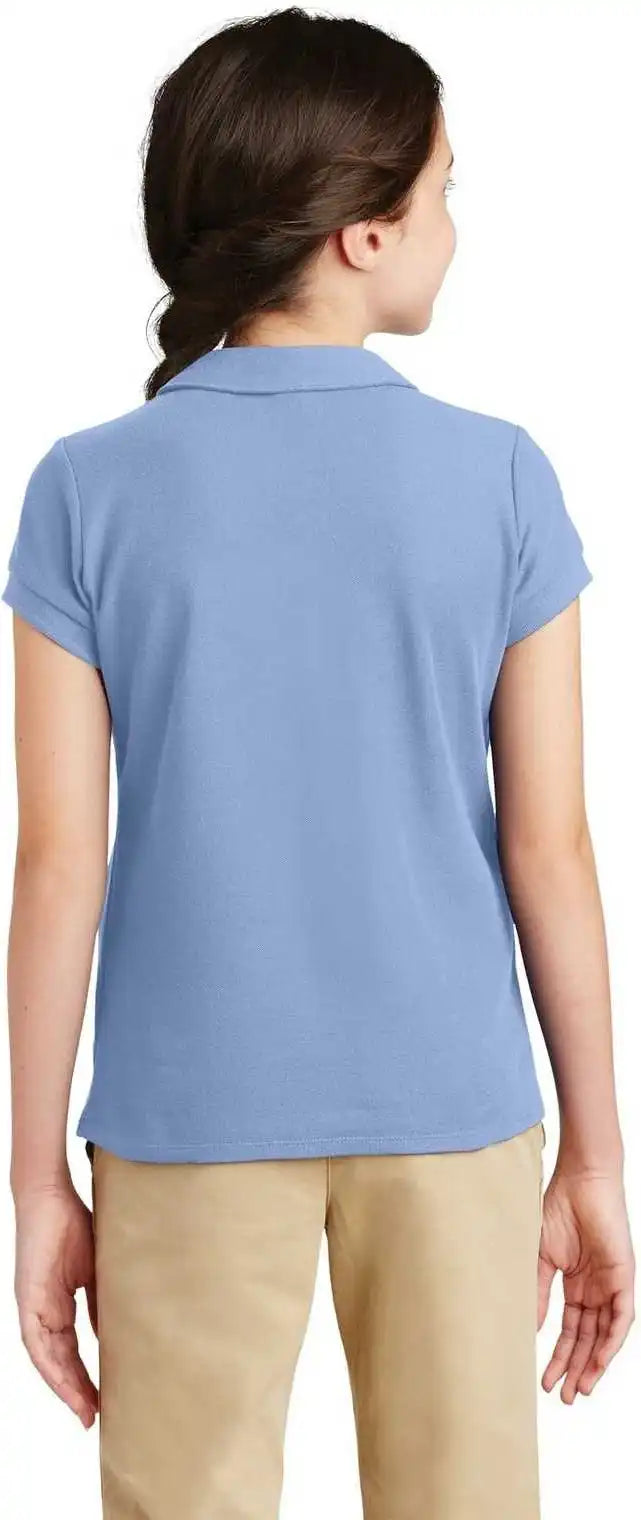 Port Authority Yg503 Girls Silk Touch Peter Pan Collar Polo Light Blue