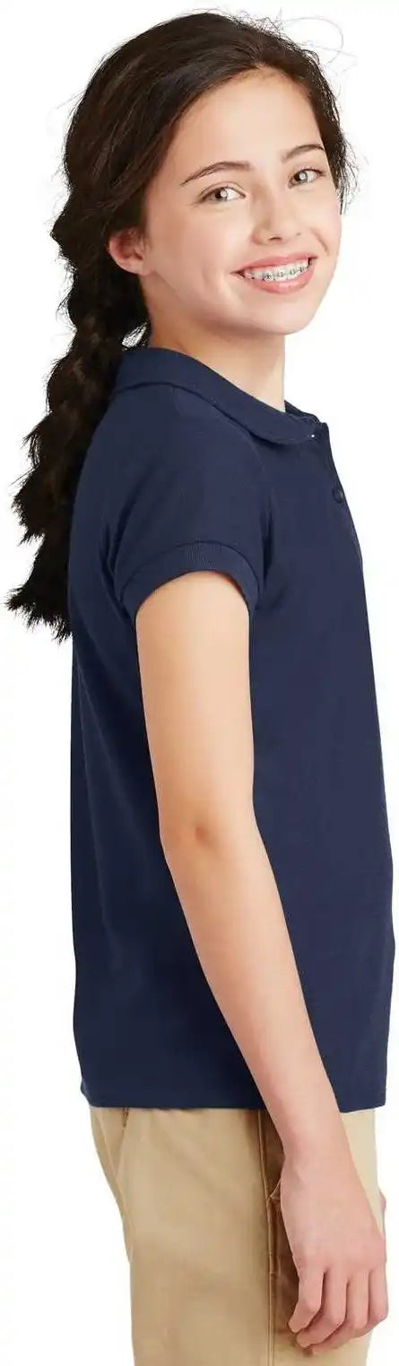 Port Authority Yg503 Girls Silk Touch Peter Pan Collar Polo Navy