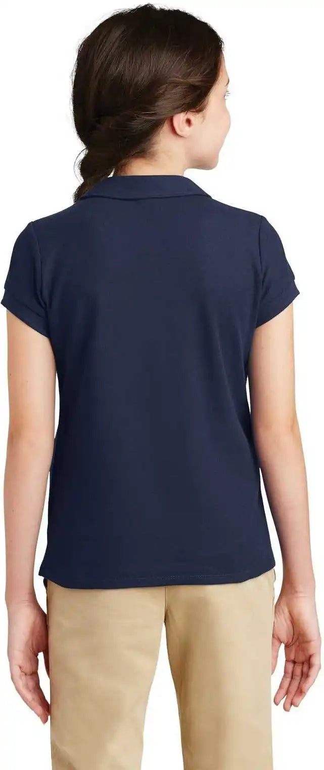 Port Authority Yg503 Girls Silk Touch Peter Pan Collar Polo Navy