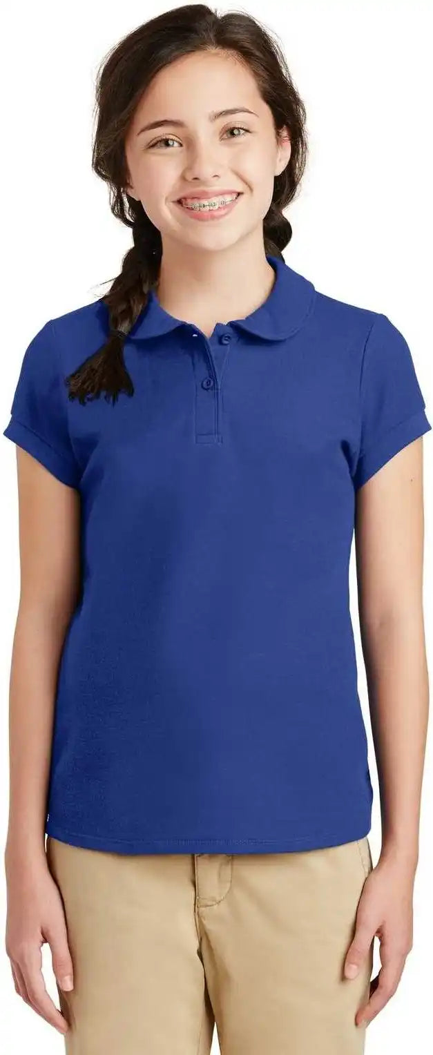 Port Authority Yg503 Girls Silk Touch Peter Pan Collar Polo - Royal