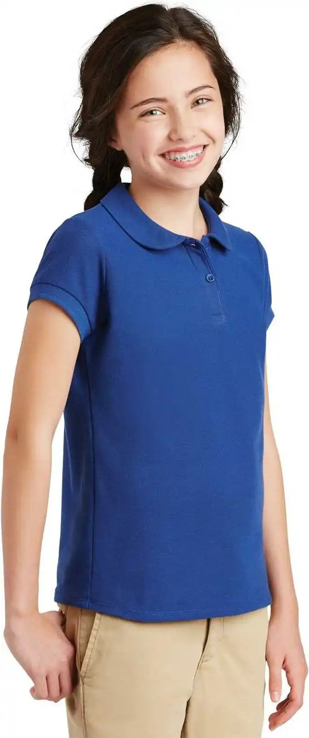 Port Authority Yg503 Girls Silk Touch Peter Pan Collar Polo - Royal