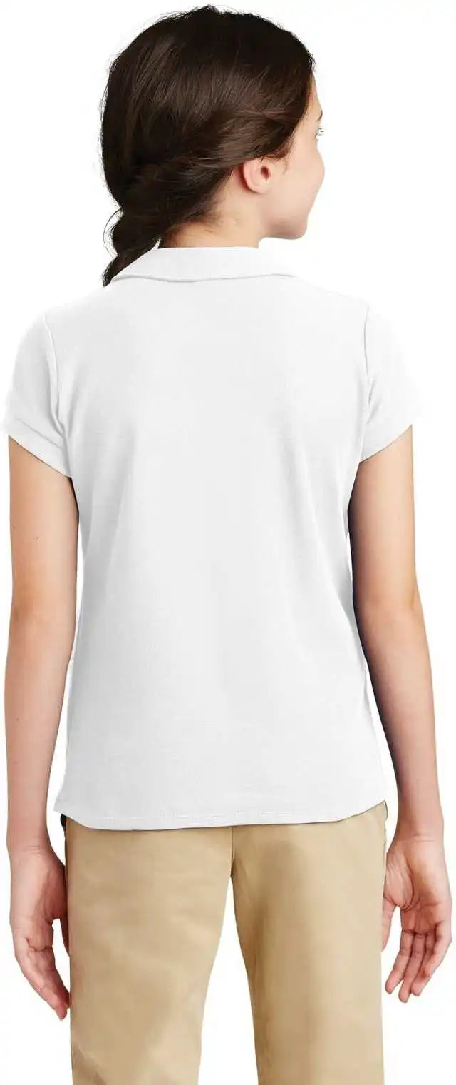 Port Authority Yg503 Girls Silk Touch Peter Pan Collar Polo - White