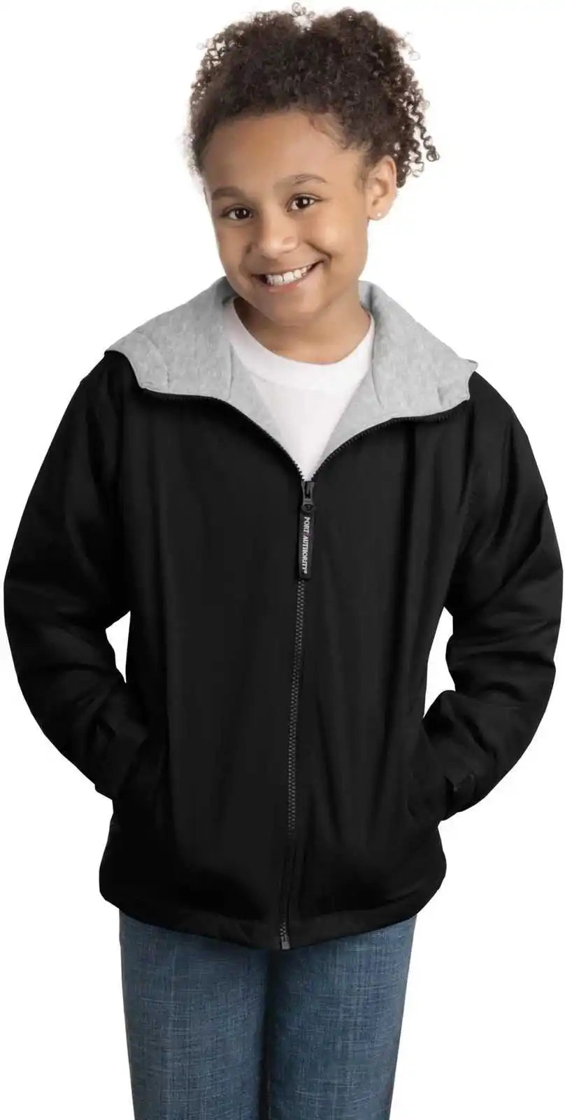 Port Authority Yjp56 Youth Team Jacket Black Light Oxford