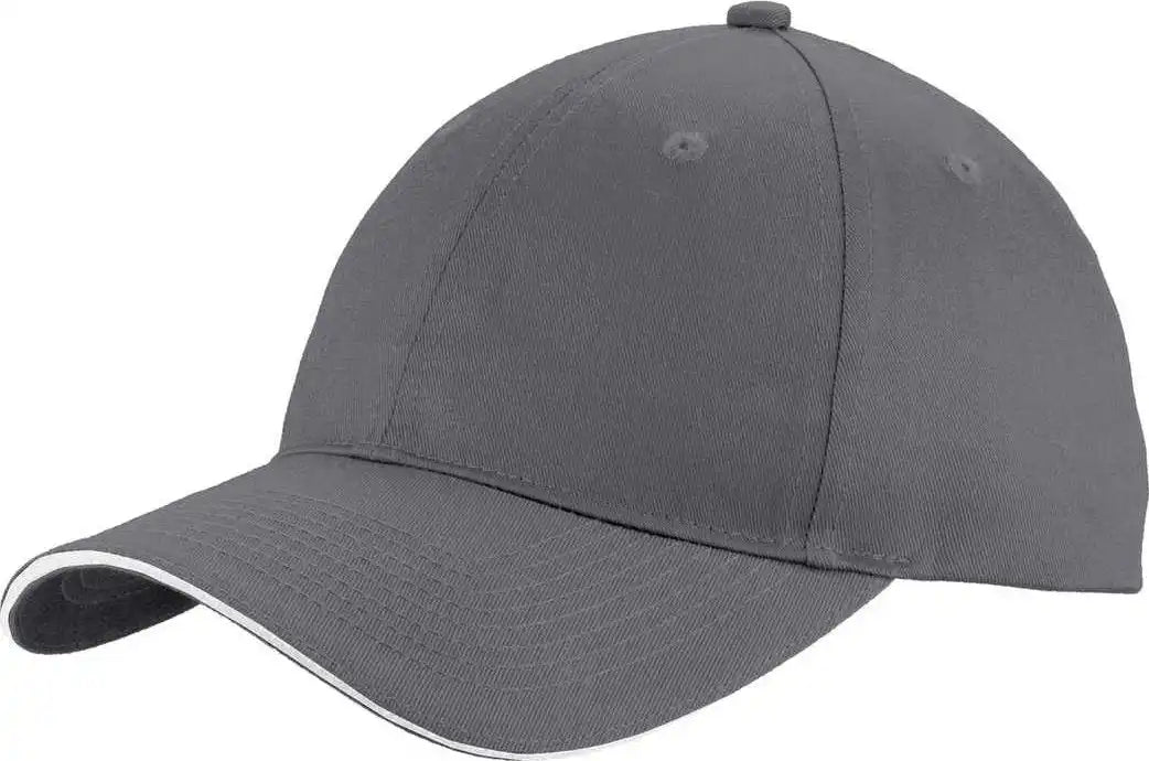 Port & Company C919 Unstructured Sandwich Bill Cap Charcoal White Dark Gray / one Size Fits Most