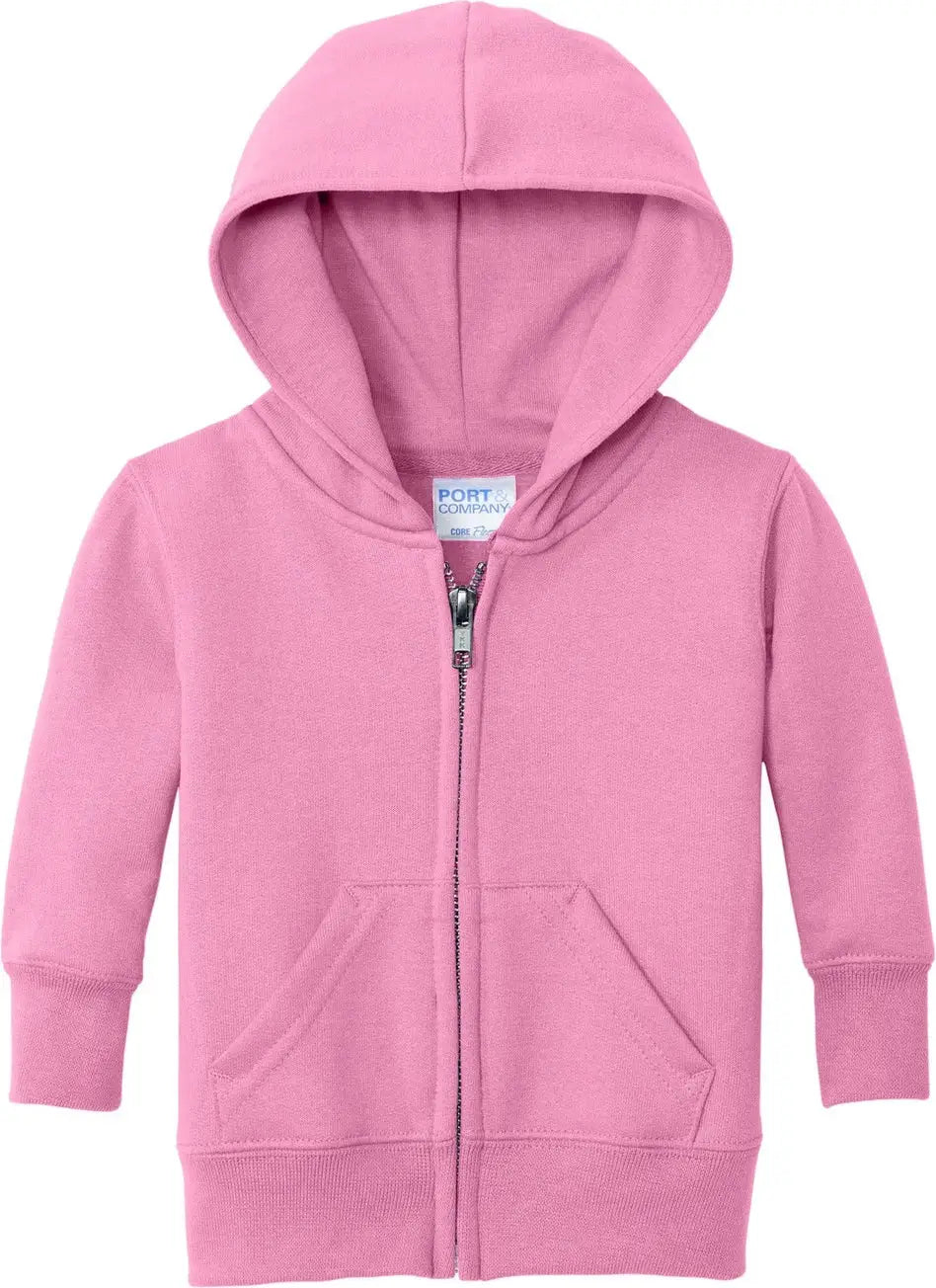 Port & Company Car78izh co Infant Core Fleece Full-zip Hooded Sweatshirt - Candy Pink