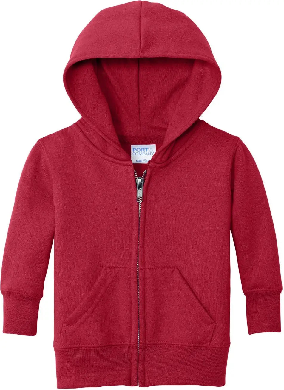 Port & Company Car78izh co Infant Core Fleece Full-zip Hooded Sweatshirt - Red