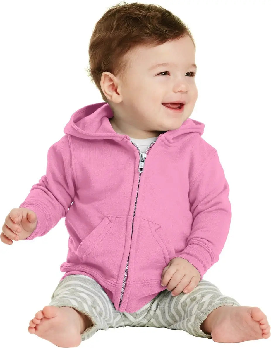 Port & Company Car78izh co Infant Core Fleece Full-zip Hooded Sweatshirt - Candy Pink - 06m