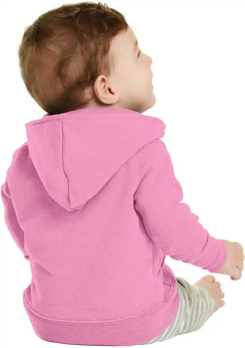 Port &amp; Company Car78izh Infant Core Fleece Full Zip Hooded Sweatshirt Candy Pink