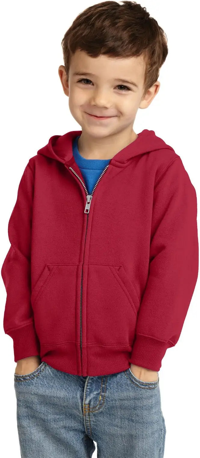 Port & Company Car78tzh co Toddler Core Fleece Full-zip Hooded Sweatshirt - Red - 2