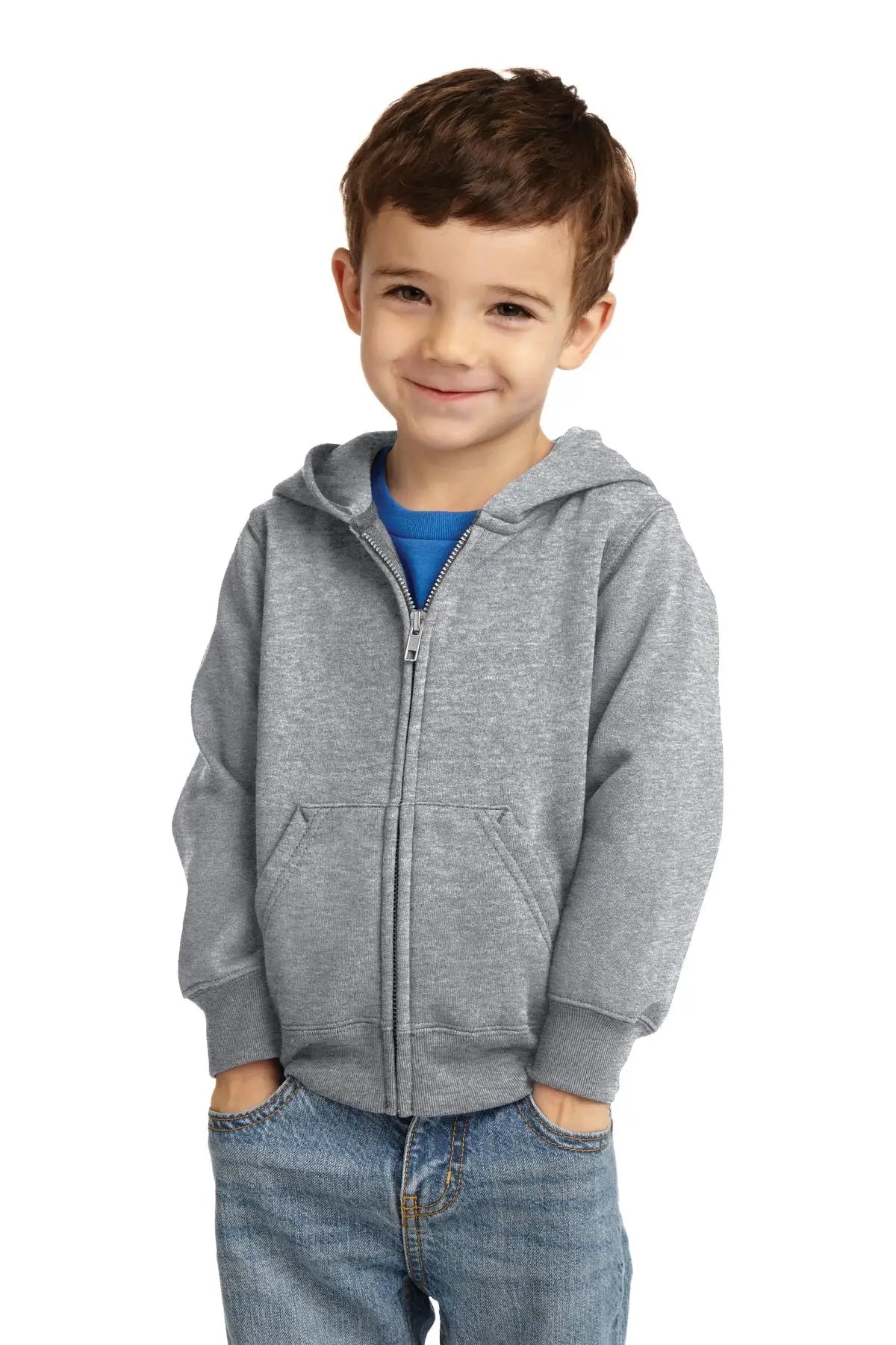 Port & Company Car78tzh co Toddler Core Fleece Full-zip Hooded Sweatshirt - Athletic Heather - 2