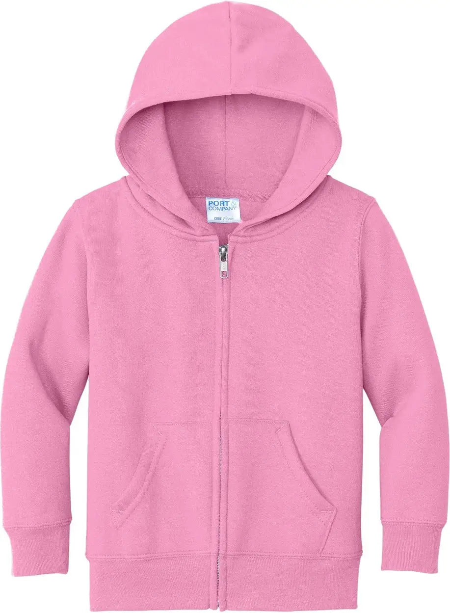 Port & Company Car78tzh co Toddler Core Fleece Full-zip Hooded Sweatshirt - Candy Pink