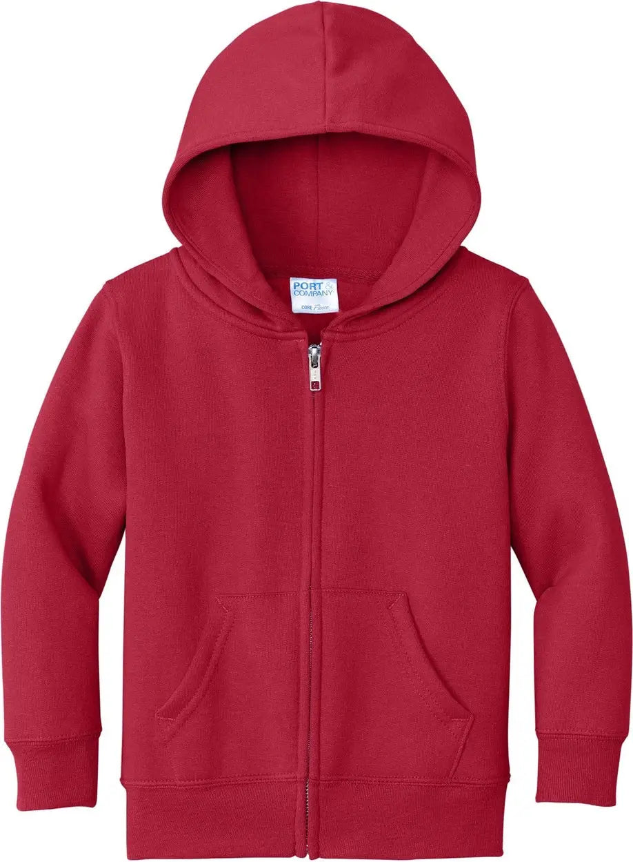 Port & Company Car78tzh co Toddler Core Fleece Full-zip Hooded Sweatshirt - Red