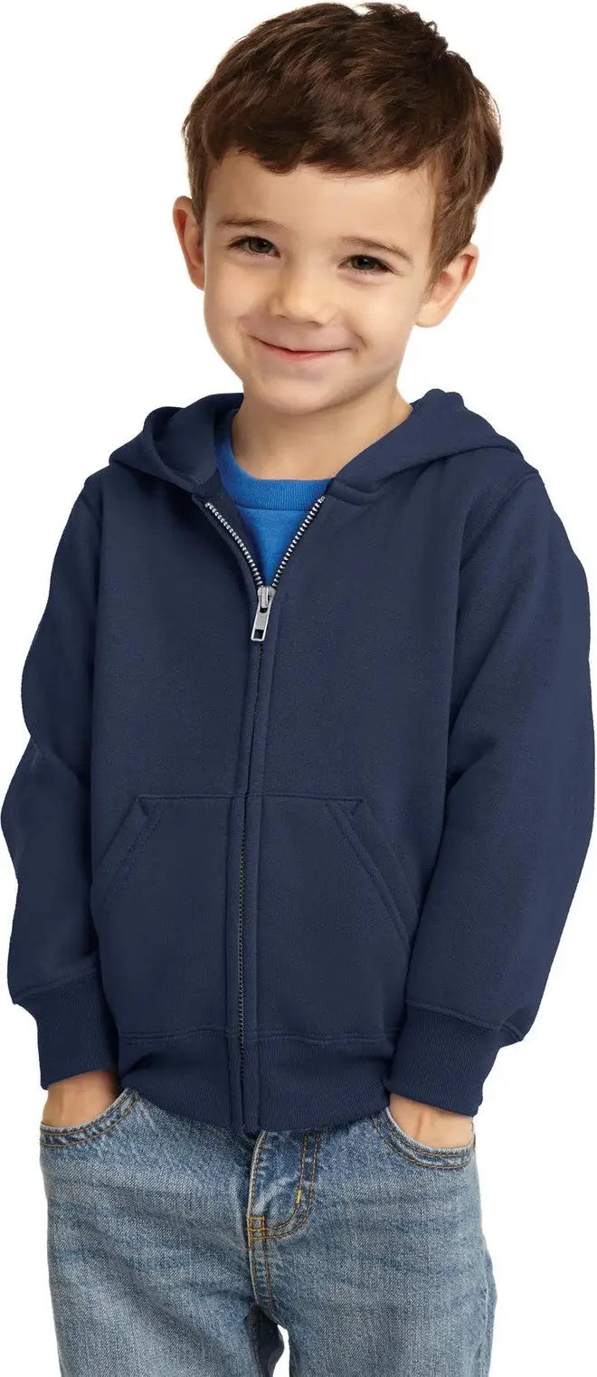 Port & Company Car78tzh co Toddler Core Fleece Full-zip Hooded Sweatshirt - Navy - 2