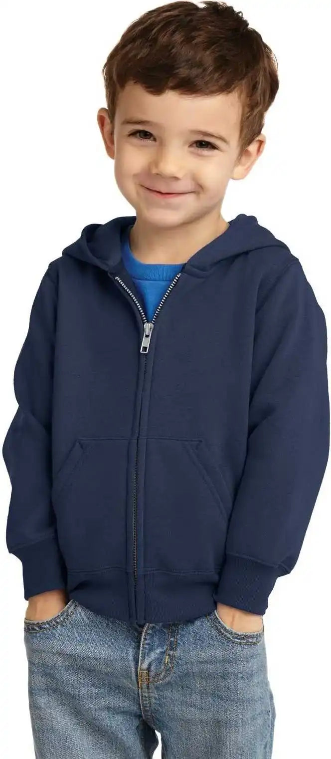 Port & Company Car78tzh Toddler Core Fleece Full-zip Hooded Sweatshirt - Navy