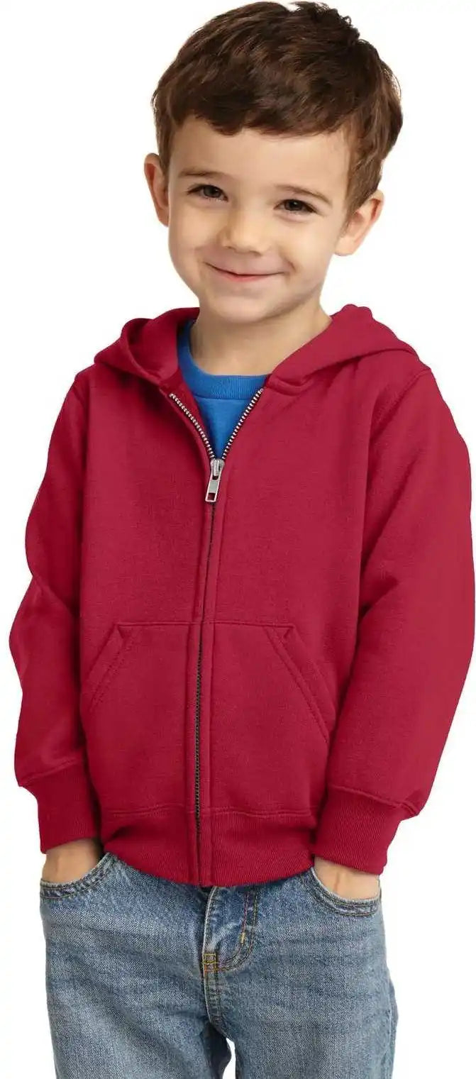 Port & Company Car78tzh Toddler Core Fleece Full-zip Hooded Sweatshirt - Red