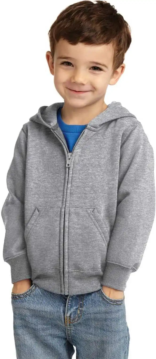 Port &amp; Company Car78tzh Toddler Core Fleece Full-zip Hooded Sweatshirt - Athletic Heather
