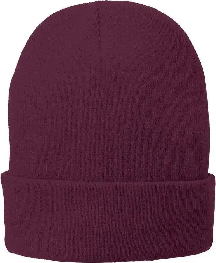 Port & Company Cp90l Fleece-lined Knit Cap with Cuff - Maroon - one Size Fits Most