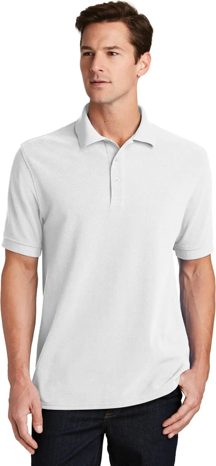 Port & Company Kp1500 co Combed Ring Spun Pique Polo - White - Adult Xs