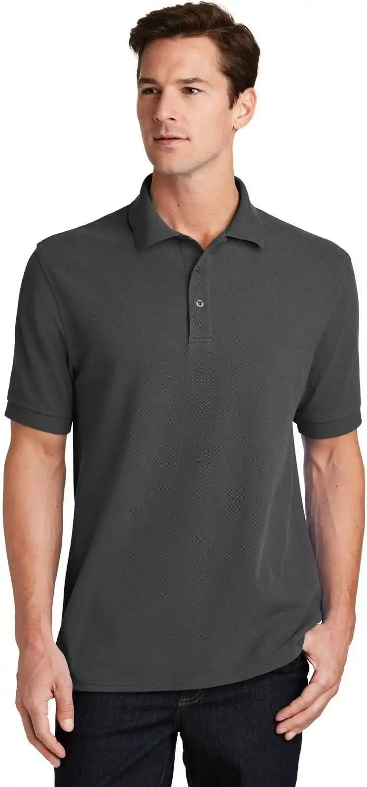 Port &amp; Company Kp1500 Combed Ring Spun Pique Polo Charcoal