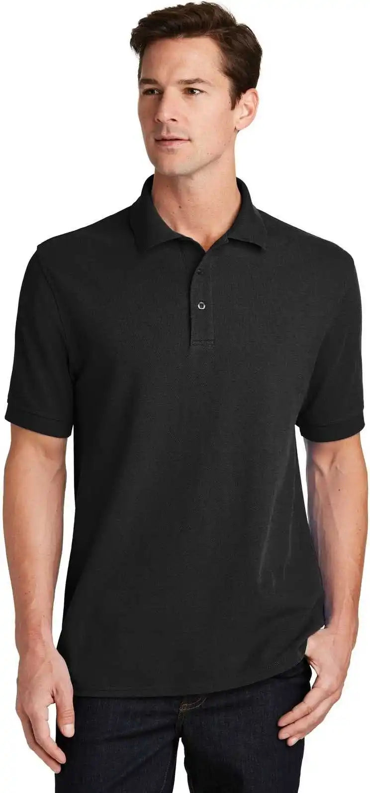 Port & Company Kp1500 Combed Ring Spun Pique Polo Jet Black