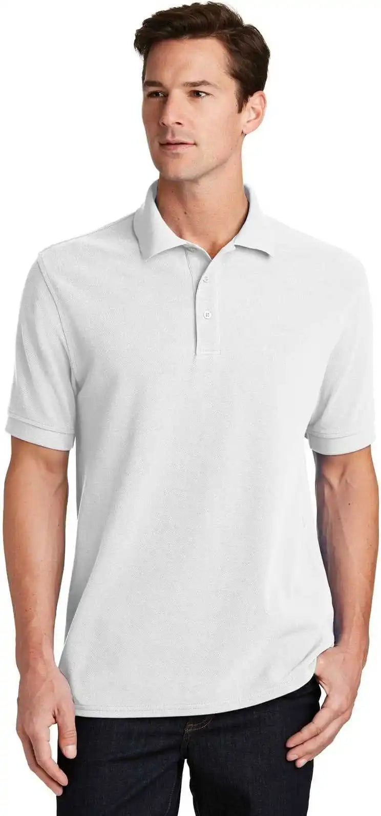 Port & Company Kp1500 Combed Ring Spun Pique Polo White