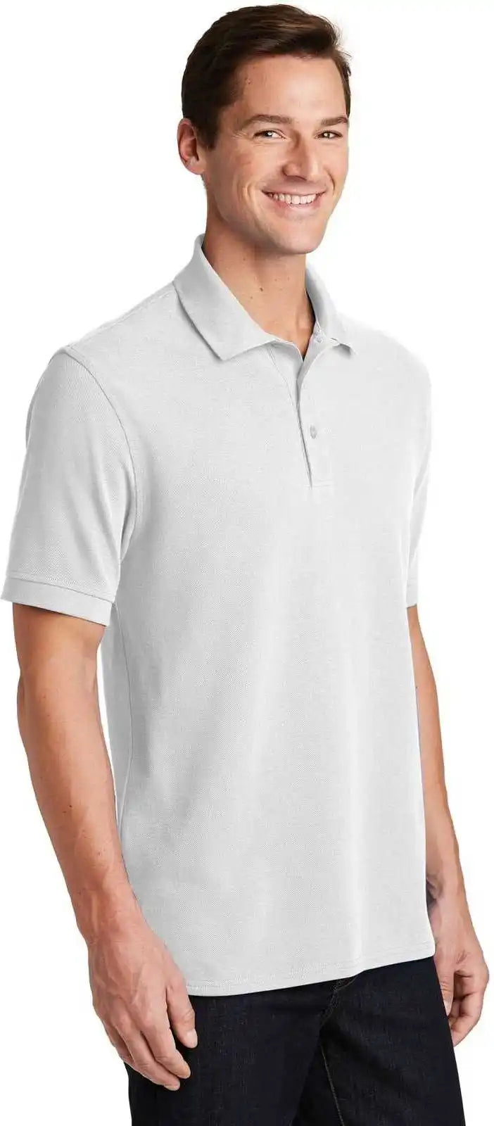 Port &amp; Company Kp1500 Combed Ring Spun Pique Polo - White