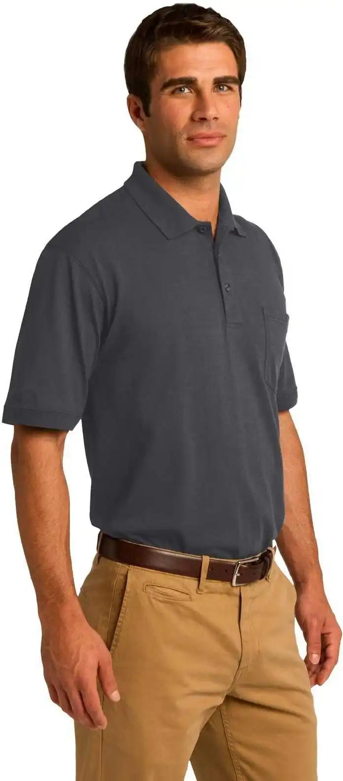 Port & Company Kp55p Core Blend Jersey Knit Pocket Polo Charcoal
