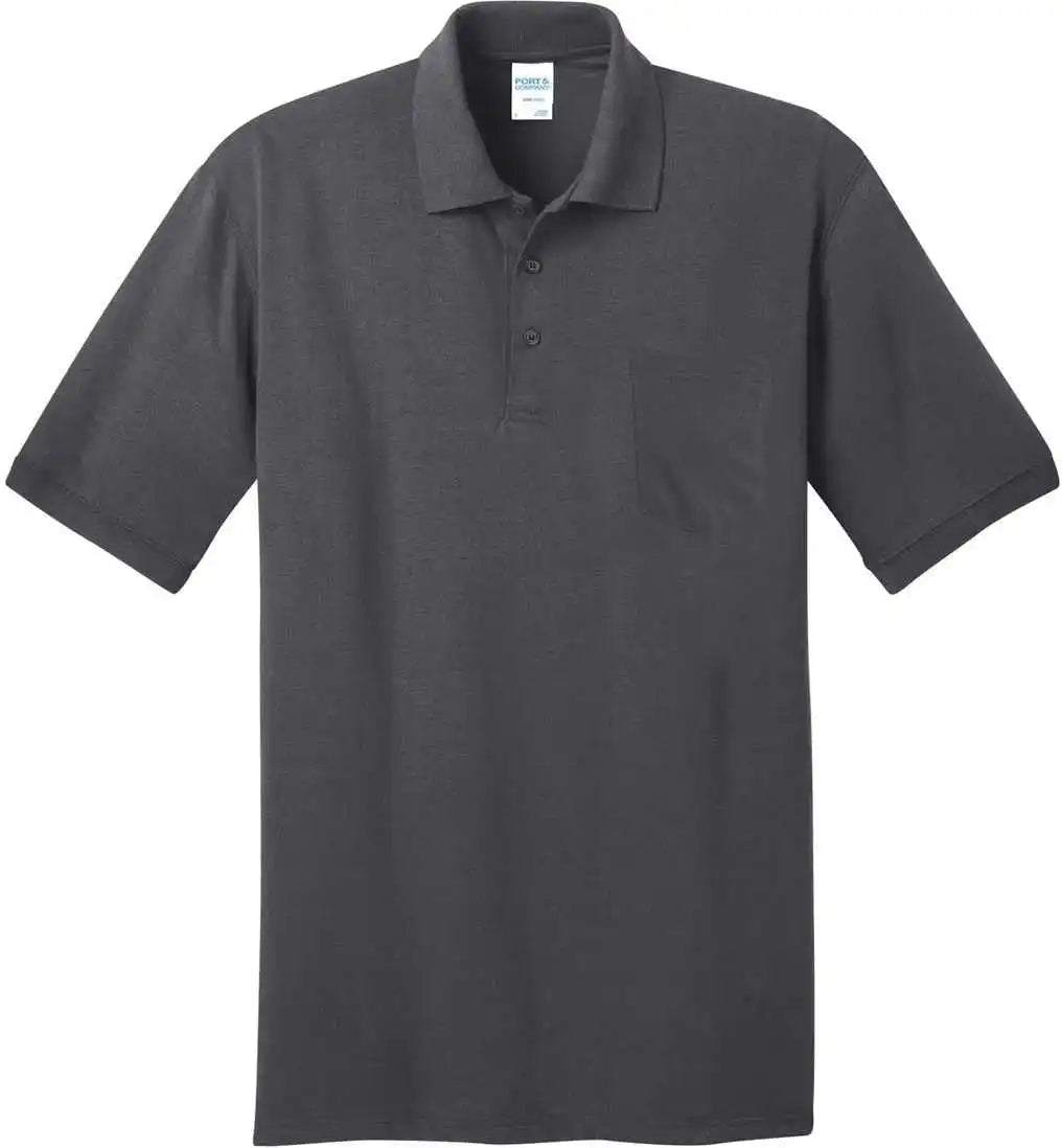 Port & Company Kp55p Core Blend Jersey Knit Pocket Polo Charcoal