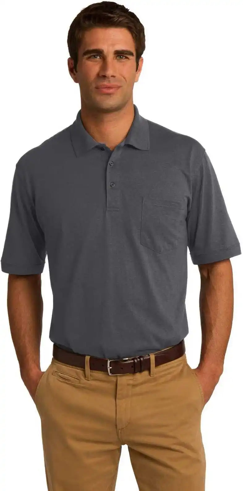 Port & Company Kp55p Core Blend Jersey Knit Pocket Polo Charcoal