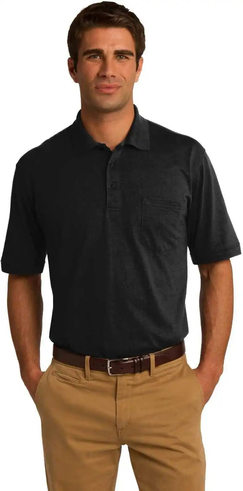 Port & Company Kp55p Core Blend Jersey Knit Pocket Polo Jet Black