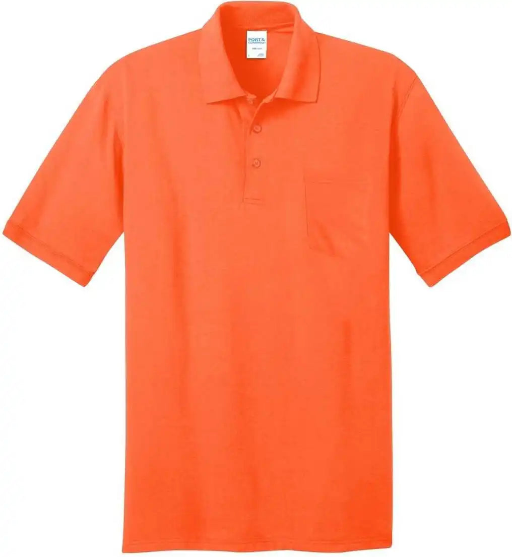 Port &amp; Company Kp55p Core Blend Jersey Knit Pocket Polo Safety Orange