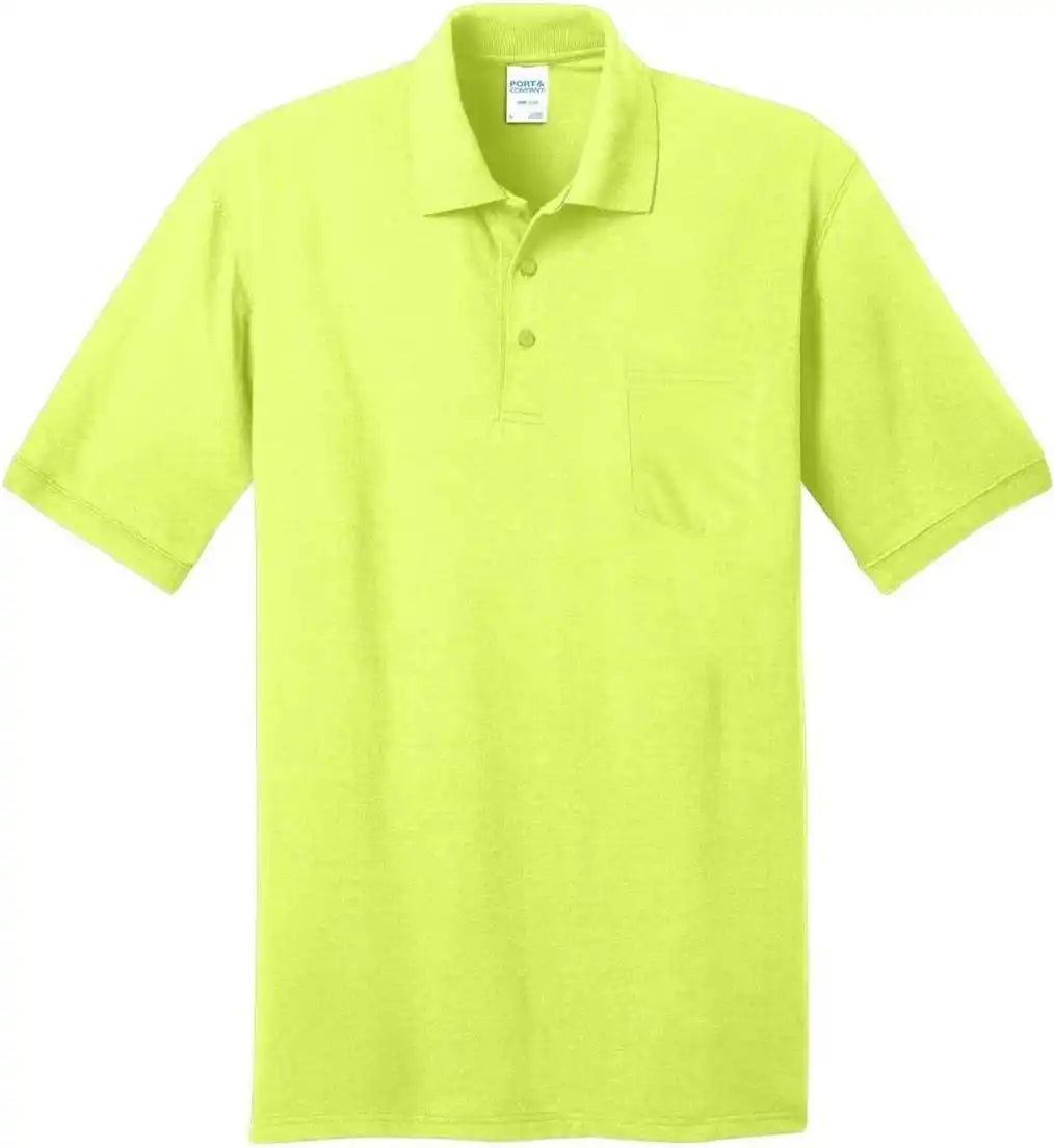 Port & Company Kp55p Core Blend Jersey Knit Pocket Polo Safety Green