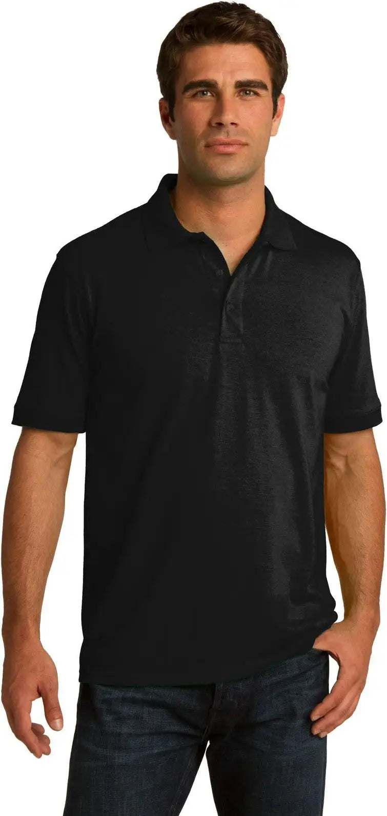 Port & Company Kp55t co Tall Core Blend Jersey Knit Polo - Jet Black - Adult l