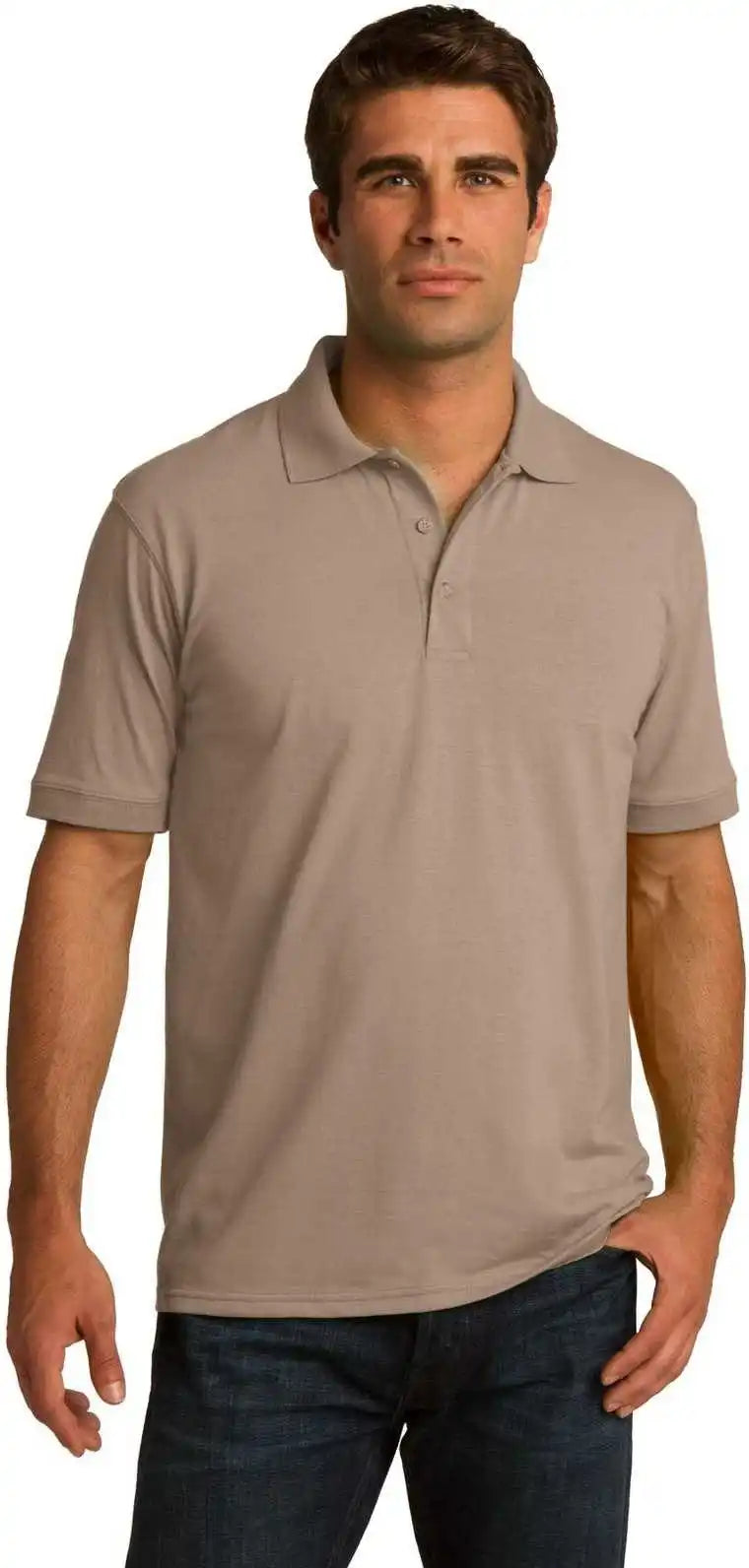 Port &amp; Company Kp55t Tall Core Blend Jersey Knit Polo Sand